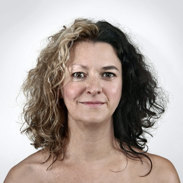 Ulric Collette's portrait of two family members with faces blended together.