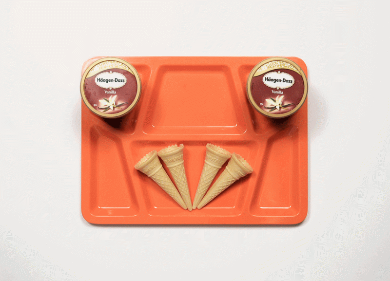 James Reynold's 'Last Suppers' Series: photograph of the last meal requested by Lewis Gilbert, ice cream anc cones.