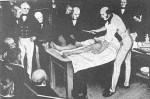 Robert Liston performs the first surgery with anaethesia in England, 1846. Robert Liston performs the first surgery with anaethesia in England, 1846.