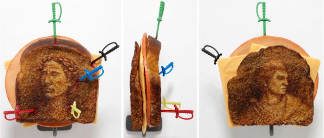 Tibi Tibi Neuspiel Assanation Sandwiches Caeser Brutus 2009 Tibi Tibi Neuspiel, Assassination Sandwiches: Caesar/Brutus, 2009. Oil paint, wax, pigment, plastic.