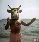 Picasso Wearing a Cow Head (Bull) Mask Picasso Wearing a Cow Head (Bull) Mask