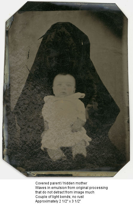 Victorian photograph of a child with mother disguised in the background.