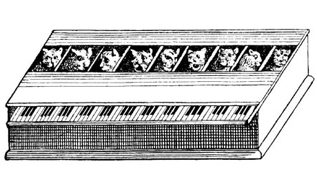 Illustration of a Katzenklavier from Gaspar Schott's Magia Naturalis (1657)