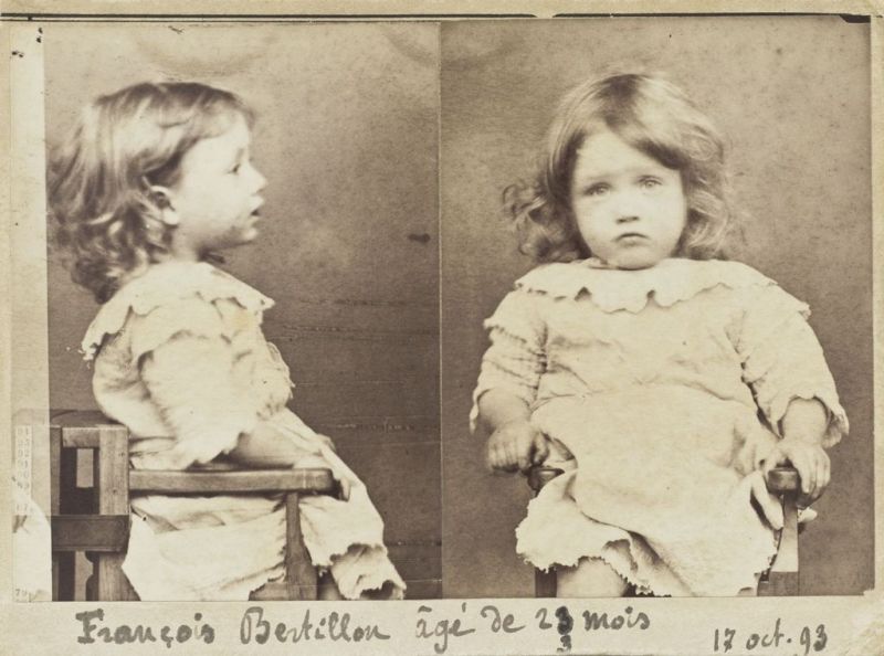 1893 Mug shot of two year old Francois Bertillon